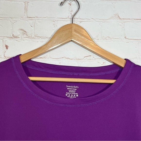Sweaty Betty Shirt Womens XS Purple Athlete Seamless Workout Gym Cap Sleeve - Picture 3 of 7